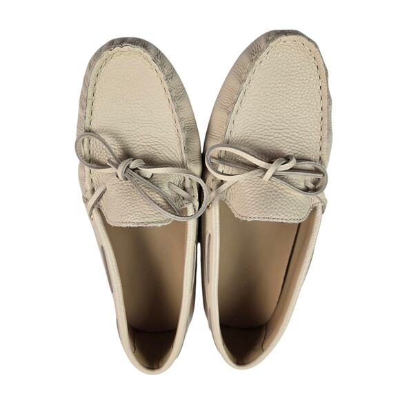 Ann Taylor Loafer Lot Size 9 Tan White Slip On Driving Moccasin Bow - Picture 2 of 6